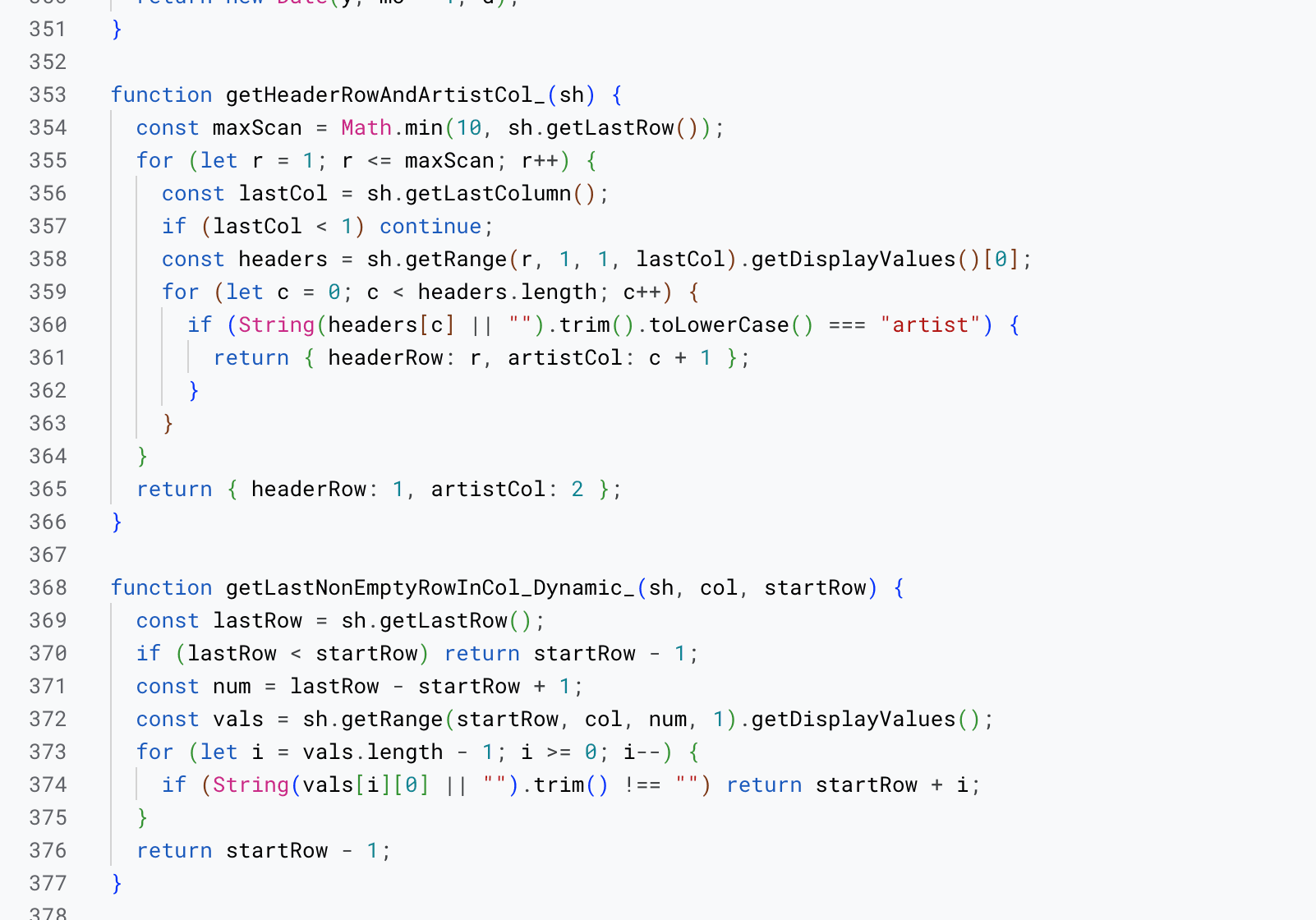 Google Apps Script code for automating a spreadsheet